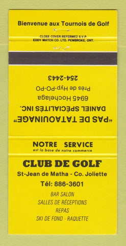 Matchbook Cover - Club De Golf Joliette QC 30 Strike