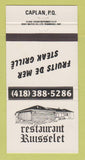 Matchbook Cover - Restaurant Russelet Caplan QC 30 Strike