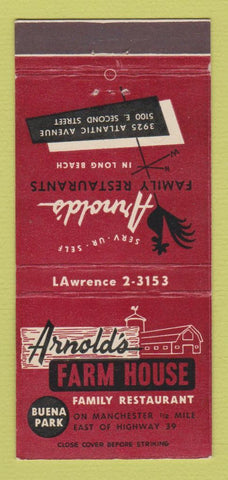 Matchbook Cover - Arnold's Farm House Long Beach CA Buena Park 30 Stick