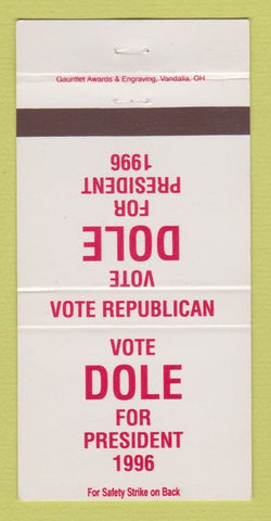 Matchbook Cover - Bob Dole for President 1996 30 Strike