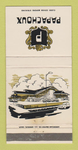 Matchbook Cover - Papachoux Los Angeles CA Restaurant 30 Strike