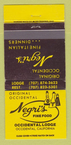 Matchbook Cover - Negri's Fine Food Occidental Lodge CA 30 Strike