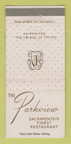 Matchbook Cover - Parkview Restaurant Sacramento CA WEAR 30 Strike