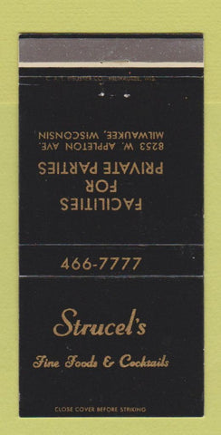 Matchbook Cover - Strucel's Restaurant Milwaukee WI 30 Strike