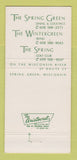 Matchbook Cover - Spring Green Restaurant WI 30 Strike