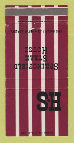Matchbook Cover - Springfield Steak House Springfield NJ 30 Strike
