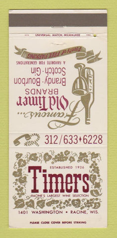 Matchbook Cover - Timers Liquor Racine WI 30 Strike