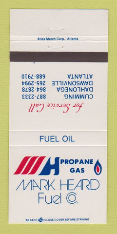 Matchbook Cover - Mark Heard Fuel Propane gas Cummings Atlanta GA 30 Strike
