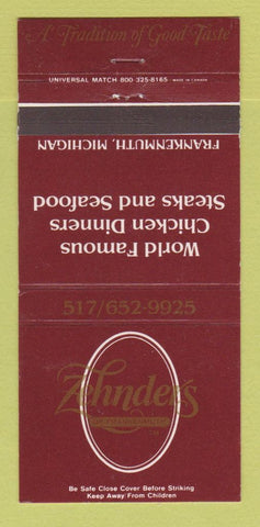 Matchbook Cover - Zehnders Restaurant Frankenmuth MI 30 Strike