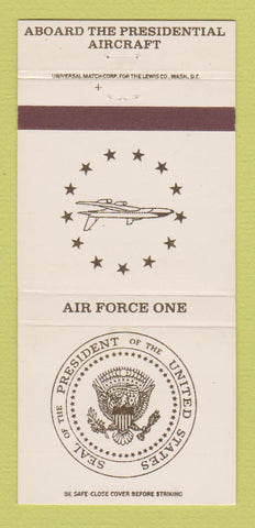 Matchbook Cover - Air Force One President's Place USA 30 Strike