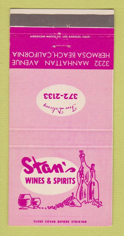 Matchbook Cover - Stan's Wine Spirits Liquor Hermosa Beach CA 30 Strike