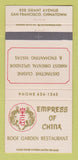 Matchbook Cover - Empress of China Restaurant Chinese San Francisco CA 30 Strike