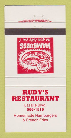 Matchbook Cover - Rudy's Restaurant Canada 30 Strike