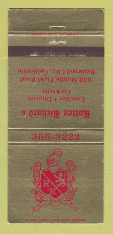 Matchbook Cover - Rotten Richard's Restaurant Redwood City CA 30 Strike