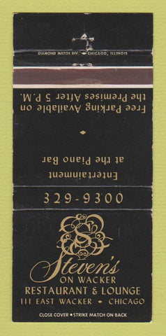 Matchbook Cover - Steven's Restaurant Chicago IL Wacker WEAR 30 Strike