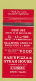 Matchbook Cover - Sam's Pizza Steak House Calgary AB 30 Strike