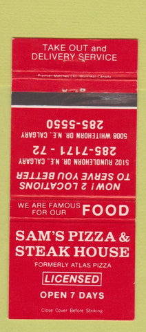 Matchbook Cover - Sam's Pizza Steak House Calgary AB 30 Strike