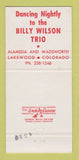 Matchbook Cover - Tally Ho Lakewood Colorado Billy Wilson Trio 30 Strike