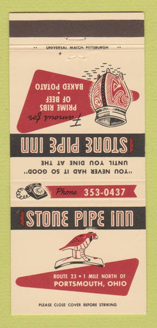Matchbook Cover - Stone Pipe Inn Restaurant Portsmouth OH 30 Strike
