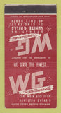 Matchbook Cover - WG Restaurants Hamilton ON 30 Strike