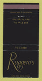 Matchbook Cover - Ruggero's Restaurant San Francisco CA WEAR 30 Strike