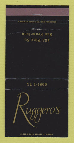 Matchbook Cover - Ruggero's Restaurant San Francisco CA WEAR 30 Strike