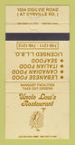 Matchbook Cover - Vince Loui's Restaurant Gloucester ON 30 Strike