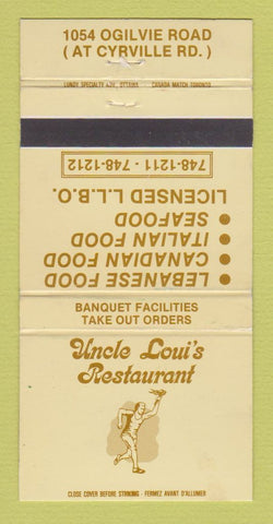 Matchbook Cover - Vince Loui's Restaurant Gloucester ON 30 Strike
