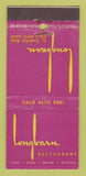 Matchbook Cover - Longbarn Restaurant Palo Alto CA 30 Stick