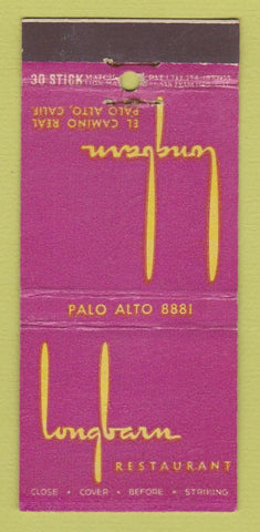 Matchbook Cover - Longbarn Restaurant Palo Alto CA 30 Stick