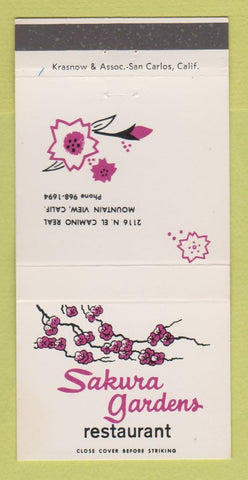 Matchbook Cover - Sakura Gardens Japanese Restaurant Mountain View CA 30 Strike