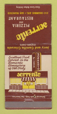 Matchbook Cover - Sorrento Pizzeria Pizza San Francisco CA 30 Strike