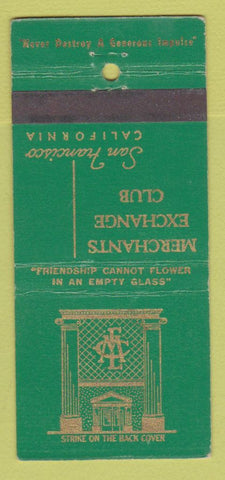 Matchbook Cover - Merchants Exchange Club San Francisco CA WEAR 30 Strike