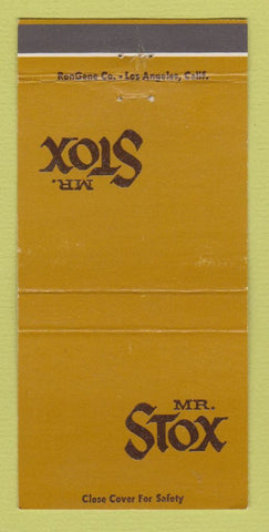 Matchbook Cover - Mr Stox Restaurant Anaheim CA 30 Strike