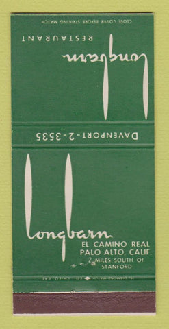 Matchbook Cover - Longbarn Restaurant Palo Alto CA 30 Strike