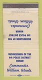 Matchbook Cover - Police District Commander William Woods WEAR 30 Strike