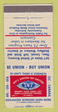 Matchbook Cover - Brewery Flour Cereal Workers Union 30 Strike