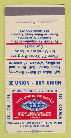 Matchbook Cover - Brewery Flour Cereal Workers Union 30 Strike