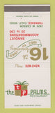 Matchbook Cover - Palms Restaurant 1969 Torrance CA 30 Strike