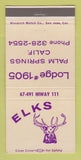 Matchbook Cover - Elks Lodge Palm Springs CA 30 Strike