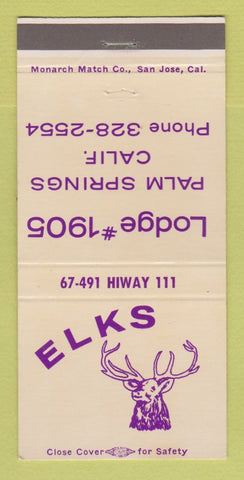 Matchbook Cover - Elks Lodge Palm Springs CA 30 Strike