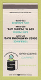 Matchbook Cover - Spencer's Carpet Torrance San Pedro Los Angeles CA 30 Strike