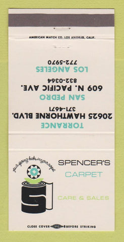 Matchbook Cover - Spencer's Carpet Torrance San Pedro Los Angeles CA 30 Strike