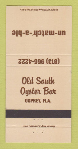 Matchbook Cover - Old South Oyster Bar Osprey FL 30 Strike