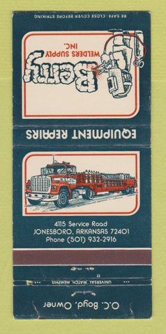 Matchbook Cover - Berry Welders Supply Jonesboro AR WEAR 30 Strike