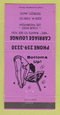 Matchbook Cover - Carriage Lounge Detroit MI girlie 30 Strike