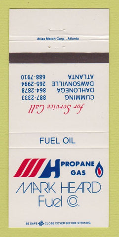 Matchbook Cover - Mark Heard Fuel Propane gas Cummings Dahlonega GA 30 Strike