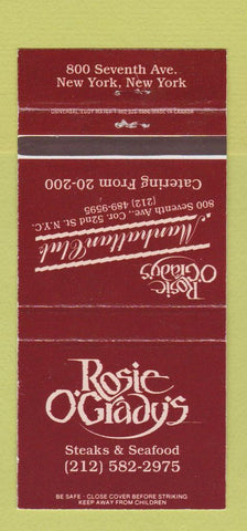 Matchbook Cover - Rosie O'Grady's Restaurant New York City 30 Strike