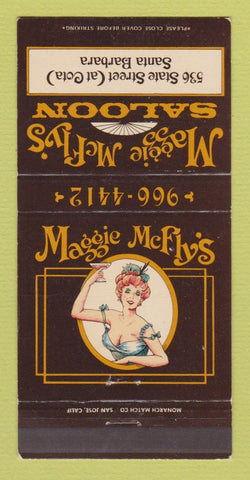 Matchbook Cover - Maggie McFly's Saloon Santa Barbara CA 30 Strike