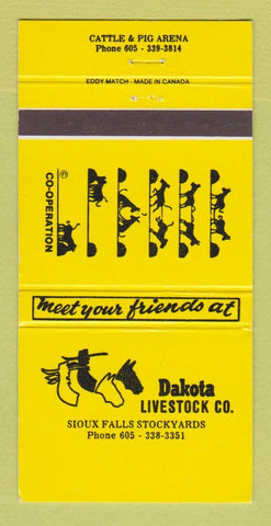 Matchbook Cover - Dakota Livestock Company Sioux Falls SD 30 Strike